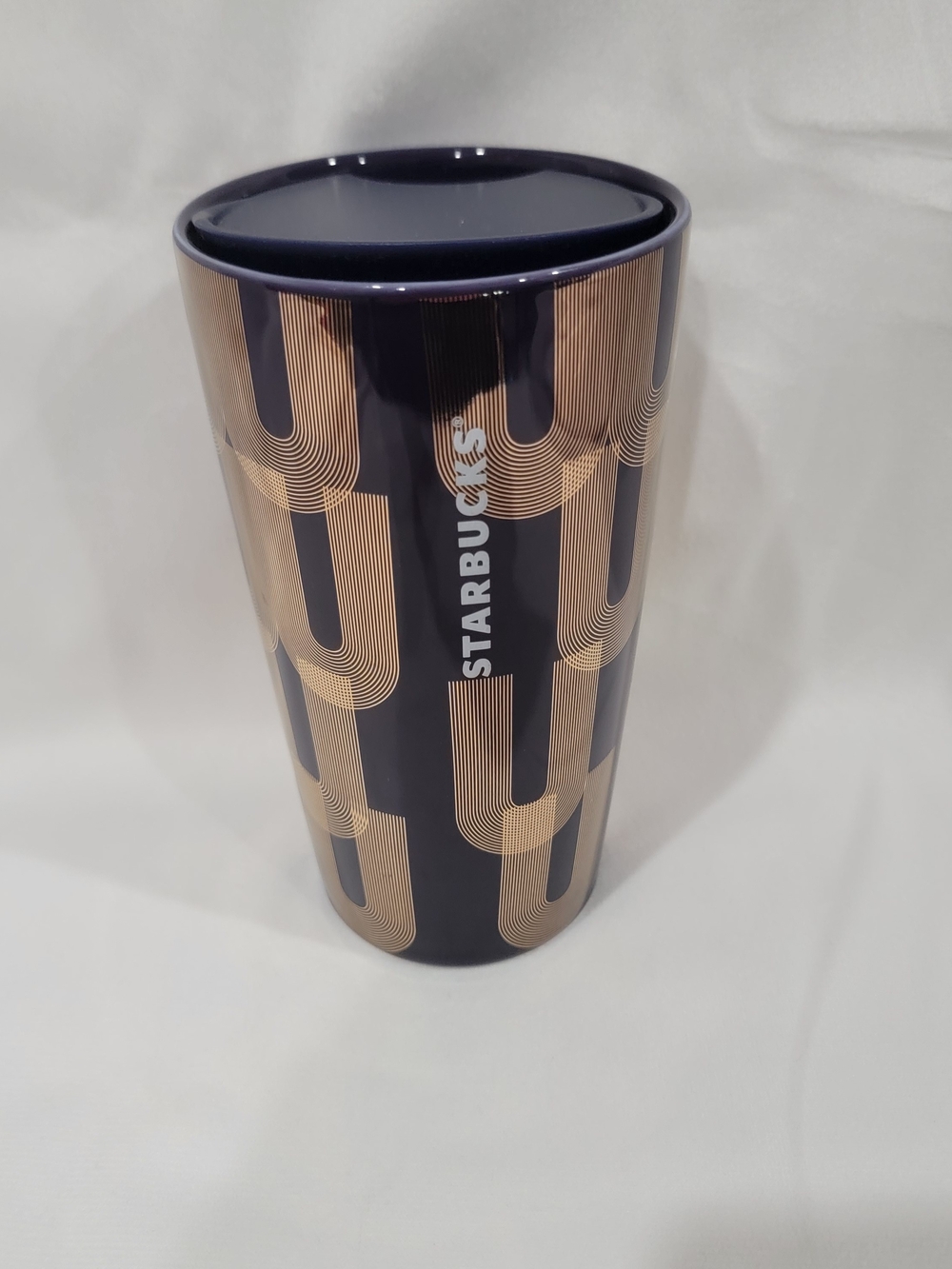 Starbucks Navy and Gold Ceramic Tumbler